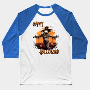 Spooky Scarecrow Happy Halloween Baseball T-Shirt